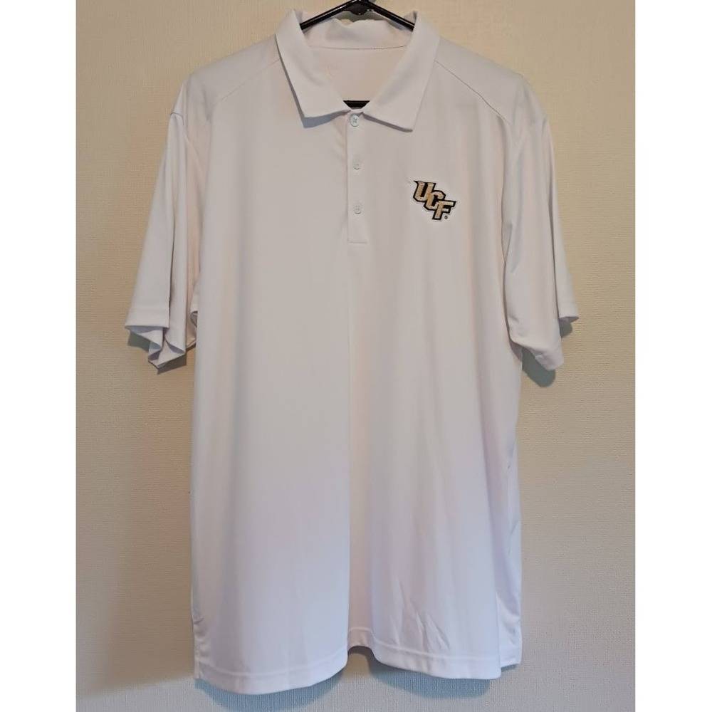 UCF Polyester Polo, bright‎ white, sz XL	Antigua